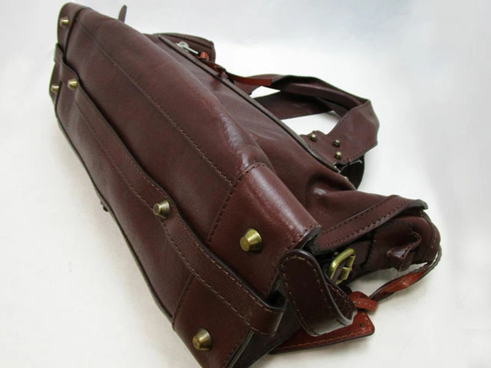 Chloe Tracy Leather Bag Double Top Handles Flap Pocket Brass Red - Picture 4 of 5